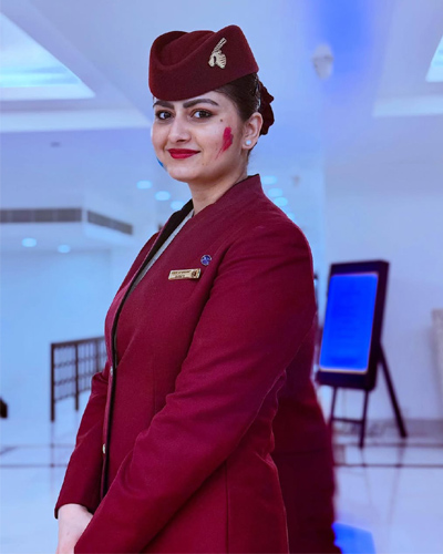 Elegant image representing Kyra Air-hostess Escorts in Indore, showcasing charm and confidence